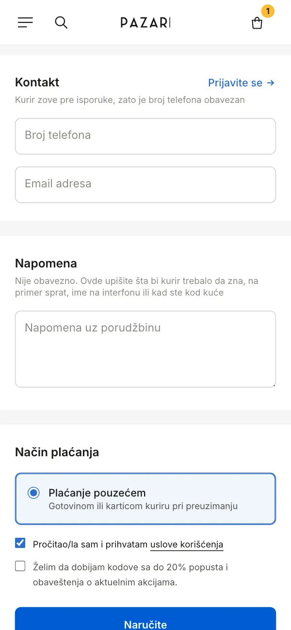 Pazari: bez registracije i naloga